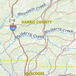 Harris County Ga Map Map Of Streams In Harris County, Georgia Topo Zone