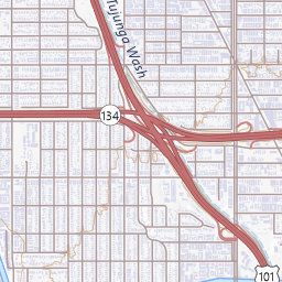 North Hollywood Topo Map CA, Los Angeles County (Van Nuys Area)